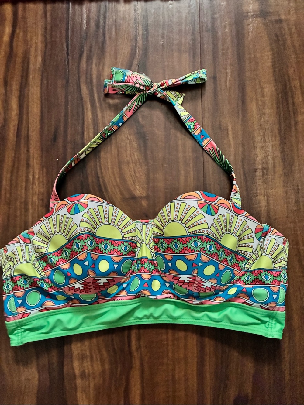 HIGH DIVE BY MODCLOTH Colorful Printed Halter Bikini Top (#F-19)
